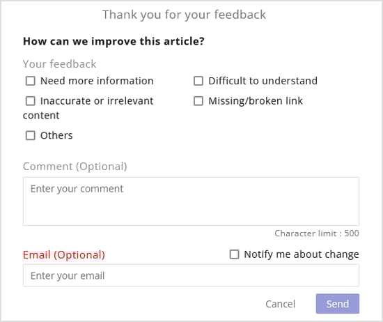 Feedback survey and comments allow for improvement